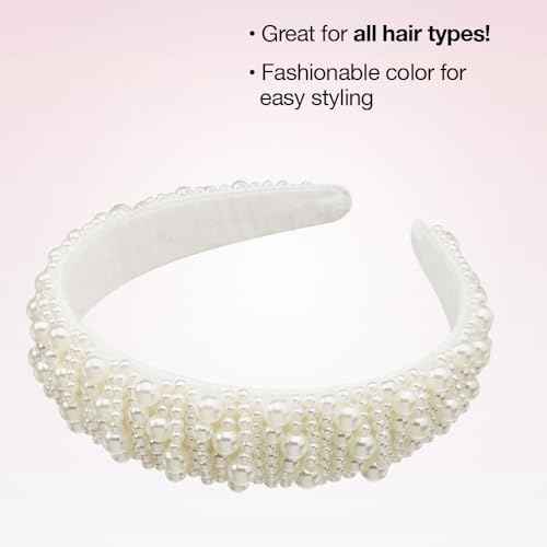 CONAIR Scunci Pearl Headband - ideal for all occasions- fashionable and trendy nonslip head band- hair accessories for women - holiday headwear - stocking stuffers - gifts for her -Ivory