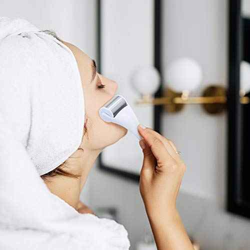 MAANGE Ice Roller For Face & Eye Roller for Puffiness,Stainless Steel Facial Roller Ice Face Roller Mini Roller Set (white 2 pcs)