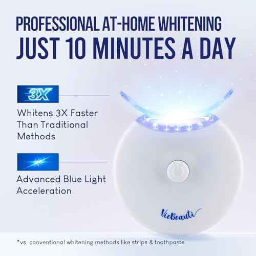 VieBeauti Teeth Whitening Kit with LED Light for Sensitive Teeth, 35% Carbamide Peroxide, Remineralizing Gel for Fast Results Mint