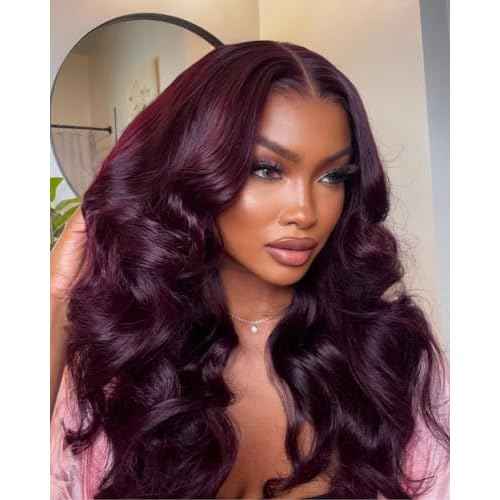 99j Dark Burgundy Body Wave Bundles Human Hair 24 Inch, 12A Soft And Shiny Red Wine Colored Bundles 100% Brazilian Virgin Remy Hair Sew In Weave Single Human Hair Bundle Chic #99j Color