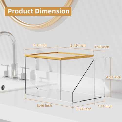 VITVITI Disposable Face Towel Holder Box, Acrylic Clean Skin Club Facial Towel Container with Toothbrush Holders, Large Disposable Face Towels Storage for Bathroom Vanity Makeup, Clear