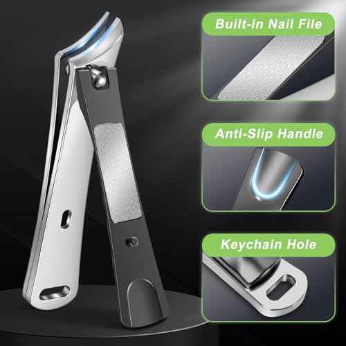 Ingrown Toenail Clippers, Stocking Stuffers for Men Slanted Nail Clippers for Thick Nails for Seniors, Edgy Angled Finger Nail Cutters for Adult, Men, Women with Curved Blade, Nail File