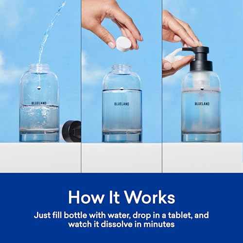 BLUELAND Foaming Hand Soap Refill Tablets, 10-Pack, Fragrance Free, Eco Friendly Cleaning Products, 10 x 9 Fl oz
