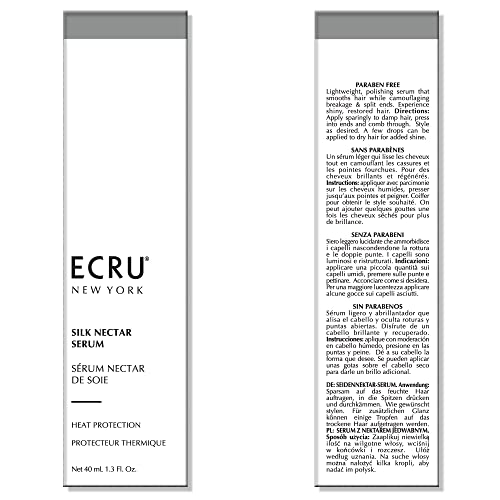 ECRU NEW YORK Silk Nectar Shine Serum, Lightweight Hair Serum, Shine Polish for Hair, TSA Friendly, 1.3oz