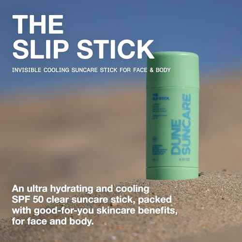 The Slip Stick SPF 50 Invisible Ultra Hydrating Cooling Sunscreen Stick ? Fragrance-Free, Clean-Chemical Sunscreen for Face & Body ? Vegan, Non-Greasy, Non-Waxy & No White Cast