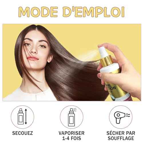 Keratin Protein Serum with Anti-Frizz Control, Hair Repair and Thermal Protection - Coconut Formula for Dye-Free Benefit Treatment (2PCS)