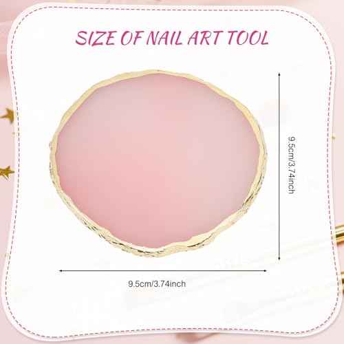 Pengxiaomei 2 Pcs Resin Nail Art Palette, Nail Polish Palette Nail Art Tools Gold Edge Nail Stuff Nail Art Display Board