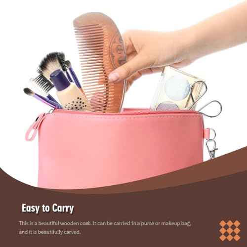 Anti-Static Peach Wood Comb with Fine Tooth ? Wooden Comb for Women, Gentle Scalp Massage & Smooth Styling for Curly/Thick/Straight Hair