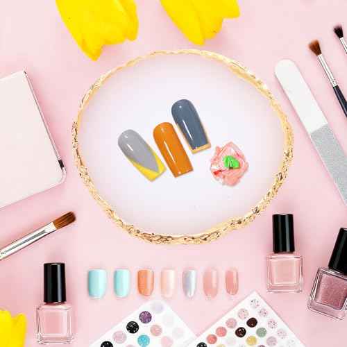 Pengxiaomei 2 Pcs Resin Nail Art Palette, Nail Polish Palette Nail Art Tools Gold Edge Nail Stuff Nail Art Display Board