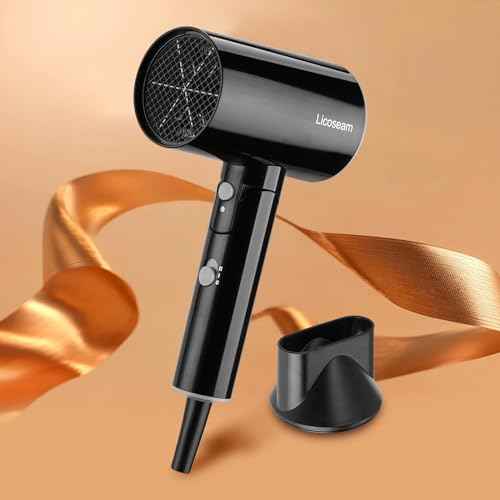 Hair Dryer, 1600W Small Foldable Hair Blow Dryer, Fast Drying Compact Hair Dryer, Black