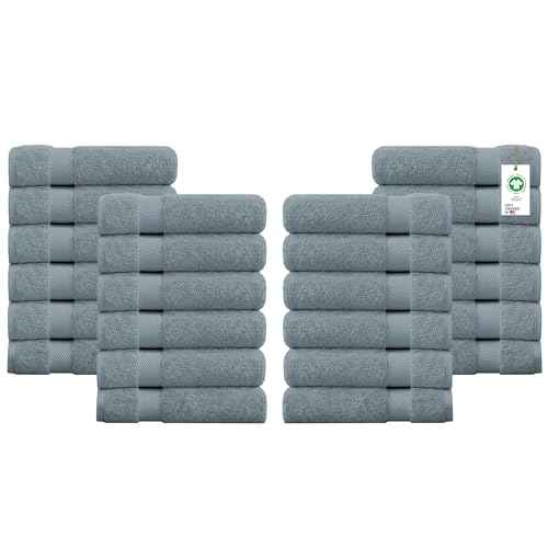 Delara Towels Cotton Washcloths Set 100% Organic Cotton, GOTS Certified Premium Quality Face Cloths, Feather Touch Technology Highly Absorbent and Soft Feel Fingertip Towels, Pack of 24