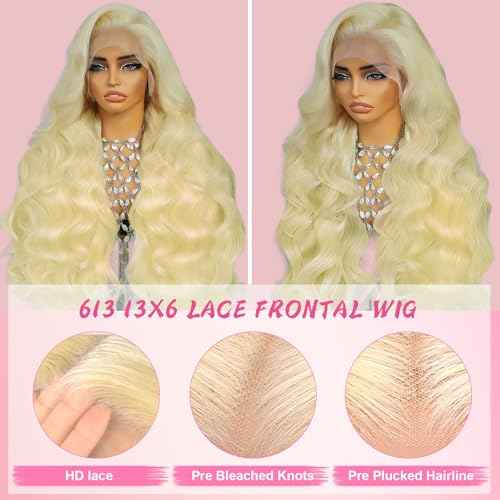 613 Lace Front Wig Human Hair 200 Density 13x6 HD Lace Front Wigs Human Hair Body Wave Blonde Wig Human Hair For Women 20 Inch Blonde 13x6 HD Lace Frontal Glueless Wigs Human Hair for Women