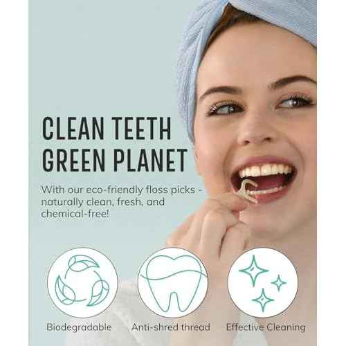 Floss Picks Biodegradable (200pcs) - Plant Based Dental Floss Picks, Natural Flossers for Adults & Kids, Nontoxic Vegan Tooth Pick Flossers & Eco Floss Sticks - Double Thread Unflavored