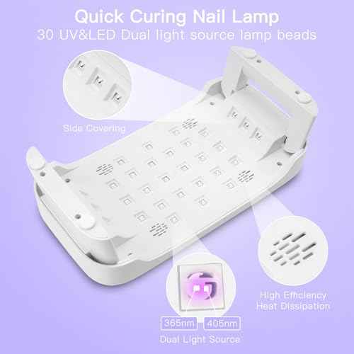 UV Nail Lamp with Arm Rest & UV Gloves, Professional LED Nail Light for Gel Nails Polish, 4 Timers Foldable Nail Dryer with Hand Rest for Nails Tech Manicure Salon Home Use White