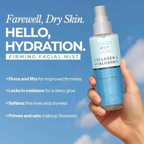 Clear Beauty Hyaluronic Acid & Collagen Face Mist - Dermatologist Tested, Moisturizes & Tones Skin, Anti-Aging, Natural Ingredients, Cruelty-Free Korean Skin Care - All Skin Types - 4 OZ (2 Pack)