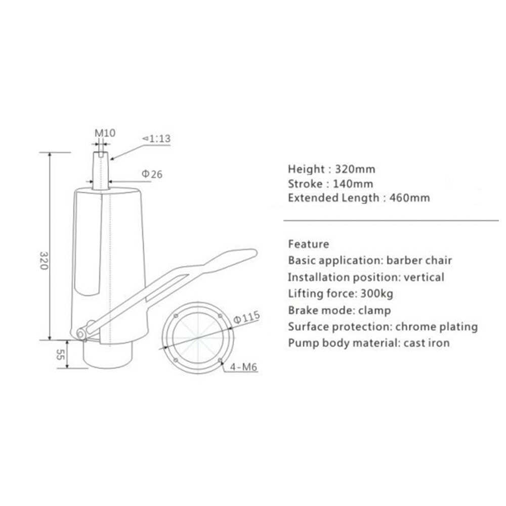 ZHFEISY Barber Hydraulic Pump Beauty Salon Hydraulic Replacement Pump Heavy Duty Salon Stations for Hair Stylist, 660lbs Capacity (Adjustable Height: 14cm/5.52'', 23inch Base)