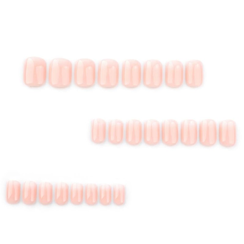 Ombre Press on Nails - Short Square Fake Nails with Designs Gradient Pink False Nail Glossy Skin Tones Glue on Nail Full Cover Square Nails Press Ons for Women - Manicure 24Pcs