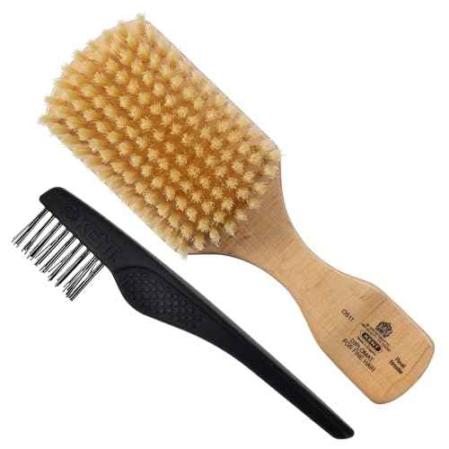 Kent OS11 Satinwood Military Club Hair Brush & Beard Brush ? Soft White Boar Bristles for Fine or Thinning Hair, Recommended for Sensitive Scalp and Hair Loss, Men's Grooming, and Beard Care