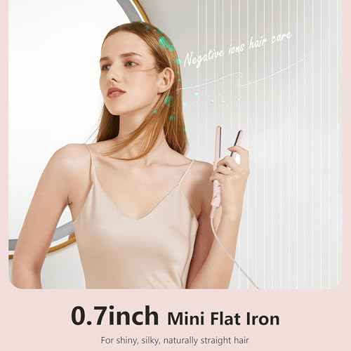 ANGENIL Mini Hair Straightener Flat Iron for Short Hair | 0.7 Inch Ceramic Dual Voltage Hair Straightener | Small Flat Iron Edges | Silicone Heat Resistant Design | Fast Heating to (280¢µ- 320¢µ -380¢µ)
