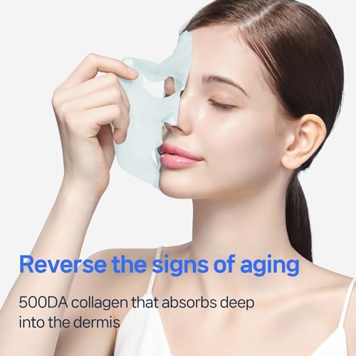 DERMAFIX HYALCOLLAGEN Hydrolyzed Collagen Face Masks, Moisturizing and Vitalizing, 23g each, Value Pack of 8