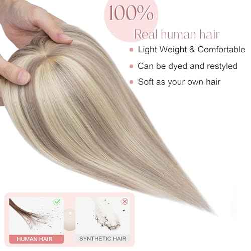 SEGO Hair Toppers for Women Real Human Hair with Bangs Mono Base 10 Inch Clip In Bangs Wiglets Topper Hairpieces for Women with Thinninghair -18YP613 Ash Grey&Bleach Blonde