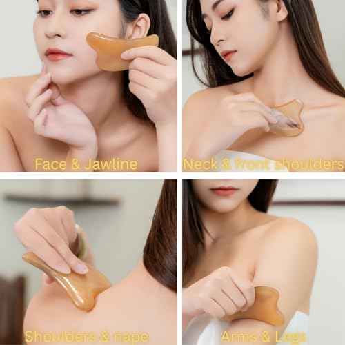 Gua Sha, Gua Sha Facial Tools, Guasha Tool for Face, Face Massager Tool, Hornheart Gua Sha for Puffiness, Facial Gua Sha Massage for Rejuvenated Skin, Anti-Aging, Effective Wrinkle Reduction