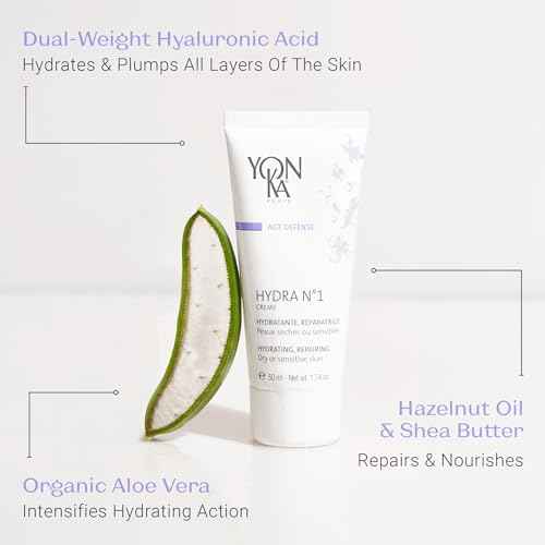 Yonka Daily Reparative Moisturizer, Hydra No. 1 Creme - Rich Anti-Aging Skincare with Hyaluronic Acid, Vitamins A, C & E for Dry Skin, Paraben-Free