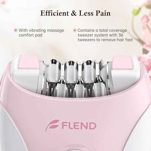 Epilator, Epilators Hair Removal for Women - 2-Speed Epilator with Massage Pad, Rechargeable LED Hair Removal Device for Face/Bikini/Arms/Legs/