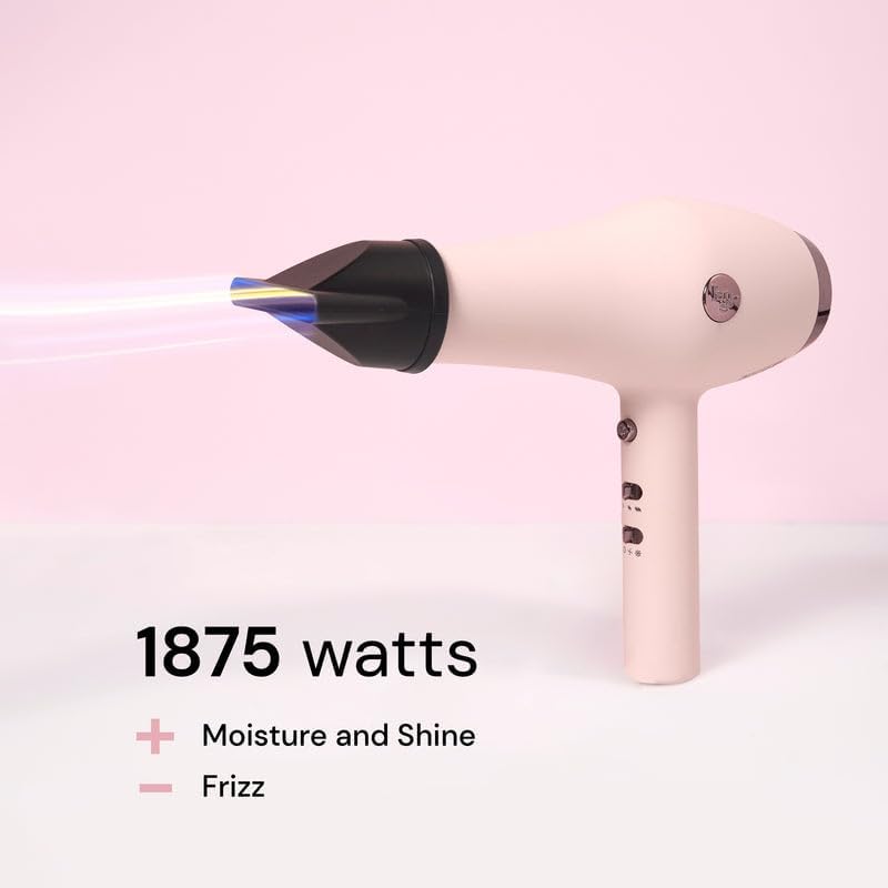L’Ange Hair Soleil Professional Hair Dryer - Fast Drying Ionic Blow Dryer for Frizz-Free Results | 3 Heat Settings, Lightweight 1875W, Blush