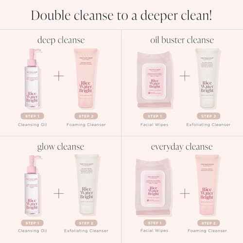 The Face Shop Rice Water Bright Rice Bran Gentle Exfoliating Cleanser - Hydrating, Moisturizing & Brightening Face Cleanser - Vegan Exfoliating Face Wash Face Scrub - Korean Skin Care Face Exfoliator