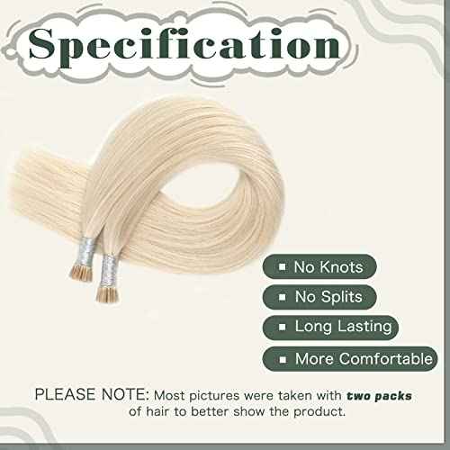 Sixstarhair Blonde I Tip Hair Extensions - Real Human Hair, Ash Blonde, Silky Straight Keratin, 22 Inch, 50g, 50 Strands