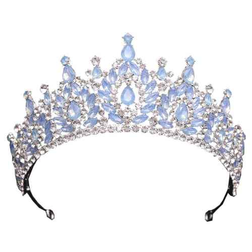 Sweet 16 Crown Blue Opal Crystal Homecoming Headband Quinceanera Hair Accessory for Women,Light Blue 18