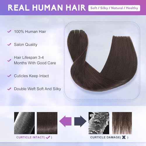 Dark Brown Clip in Hair Extensions Real Human Hair Invisible Seamless Remy Human Hair Clip in Extensions for Women 22 Inch 110g, 8pcs Per Set with Double Weft