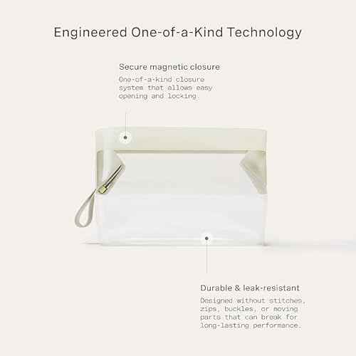Cadence Parcel - Clear Kit with Magnetic Closure - Durable and Leak-Resistant Travel Toiletry Kit - Modular Design - Hygiene Bag for Travel Essentials - 2 Qt - Pebble