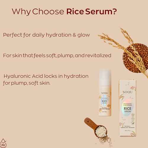 Moisturizing Facial Rice Serum - Hydrating and Brightening Formula with Niacinamide and Hyaluronic Acid for Radiant Skin - 50ml 1.69oz - Made in Korea (50ml / 1.69fl oz, Rice Serum)