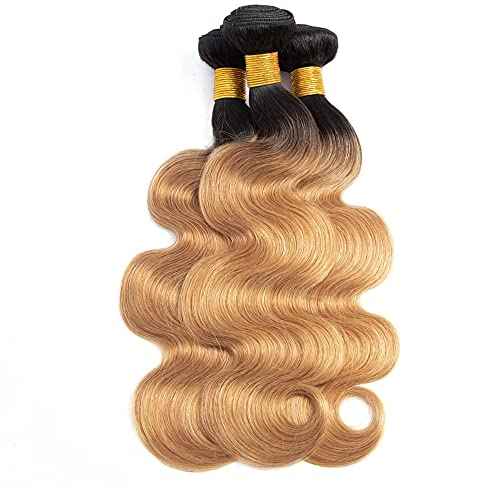 30 32 34 Inch Ombre Bundles Human Hair Blonde Body Wave Bundles Niegmeag Virgin Soft and Silky Remy Hair Extensions Double Weft 1b27 Body Wave Bundle Hair Weave