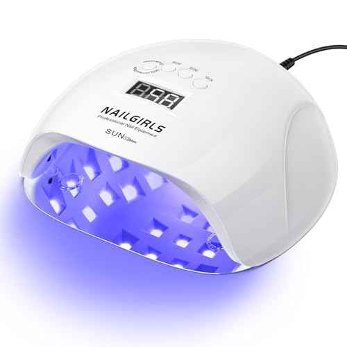NAILGIRLS UV LED Nail Lamp, 220W, White, 42 UV+LED Beads, 4 Timer Settings, Auto Sensor, Professional Nail Light Curing, Gel Polish, Salon & Home