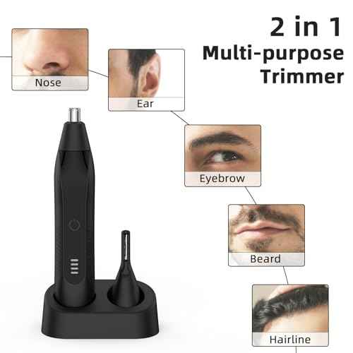 Nose Hair Trimmers for Men,Rechargeable Eyebrow Trimmer 2 in 1 Painless Multifunctional Ear and Nose Hair Trimmer with Dual Edge Blades Portable Design (Black)