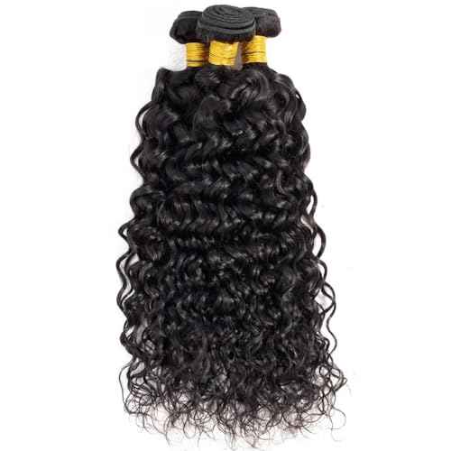 Water Wave Bundles Human Hair 30 32 34 Inch Wet And Wavy Human Hair Bundles Brazilian Virgin Remy Hair Extensions Double Weft Healthy And Soft 3Pcs/Set Deals