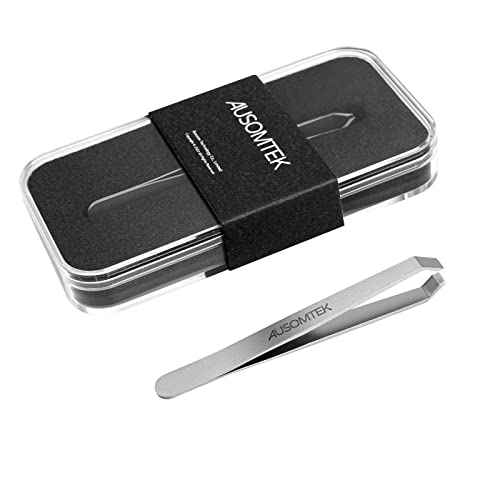 Beard Tweezers - Stainless Steel, Fine Hair Removal Tool, 5mm Tip, Clear Box 1Pack