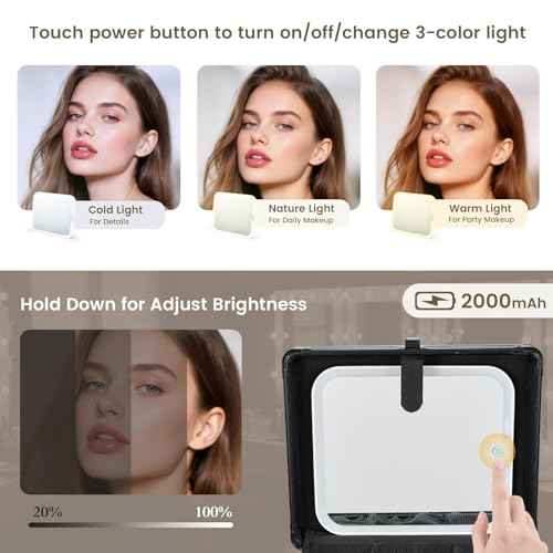 Makeup Case with Drawer, Detachable Lighted LED Mirror, Makeup Organizer Box Travel Make up Vanity Case Portable Cosmetic Train Case for MUA Lockable Makeup Suitcase with Adjustable Dividers