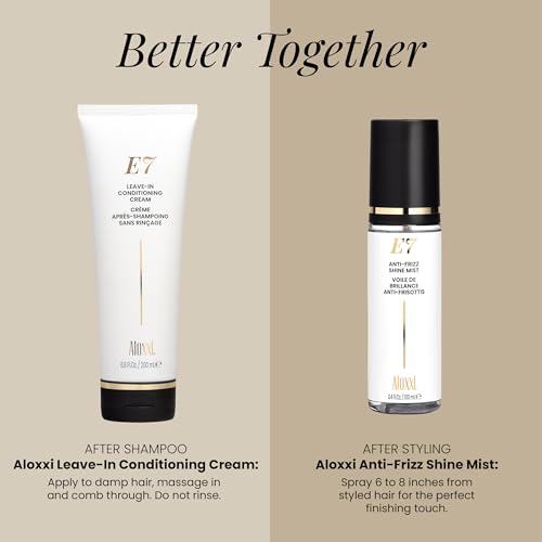 ALOXXI E7 Anti-Frizz Shine Mist, Dry Oil Hair Mist with 7 Essential Oils, Tames Frizz & Boosts Radiance, Safe for Color-Treated Hair, 3.4 Fl Oz