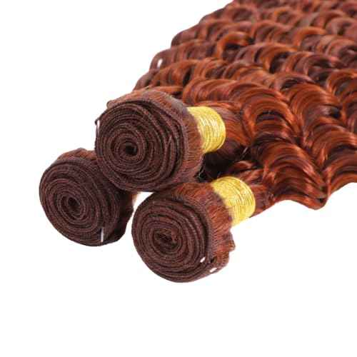 16 18 20 Inch P33/350 Bundle Highlight Orange Brown Deep Wave Human Hair Bundles Two Tone Auburn Brown Mixed With Ginger Bundle Ombre Copper Deep Curly Bundles