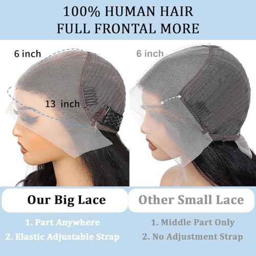 13x6 Lace Front Wigs Human Hair 200 Density Body Wave Lace Front Wigs Human Hair Pre Plucked 12A Glueless Wigs for Women HD Lace Frontal Wigs 20 Inch Natural Color