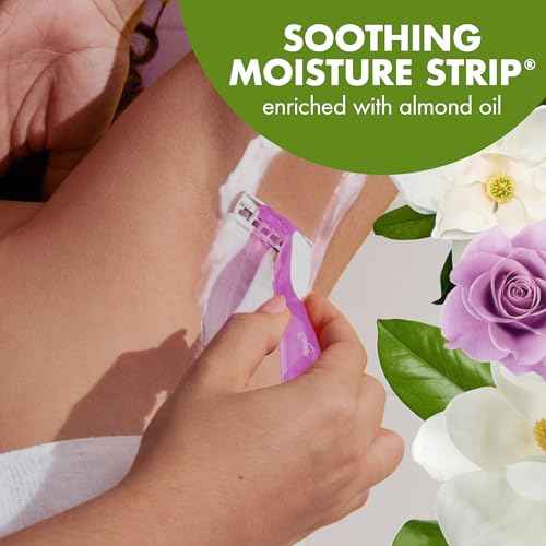 BIC Soleil Escape Scented Women's Disposable Razors, 3 Blades, Comfortable Shave, Rose and Magnolia Scented Handle Shaving Razors for Women, 8 Count