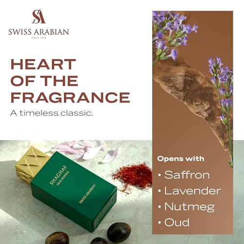 Swiss Arabian Shaghaf Oud Royale Spicy, Oud, Aromatic Fragrance - Notes of Saffron and Lavender - Perfume for Women and Men - 2.5 oz EDP Spray