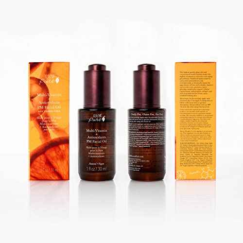 100% PURE Multi-Vitamin + Antioxidants PM Facial Oil, Anti-Aging Skin Care, Night Facial Oil, Anti-Wrinkle, Natural Face Moisturizer w/Retinol, Vitamin C, CoQ10-1 Fl Oz