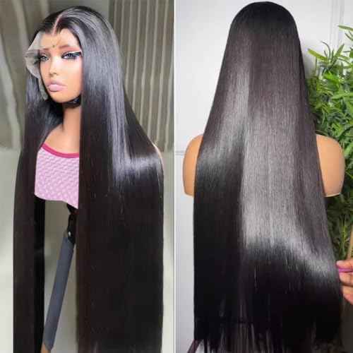 BELE 13x4 Lace Front Wigs Human Hair 24 Inch 200% Density Pre Plucked Brazilian Virgin Straight Skinlike Real Hd Lace Frontal Wigs Human Hair Glueless Straight Lace Front Wigs for Women Natural Color