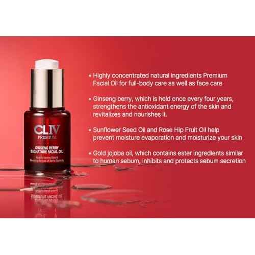 CLIV Ginseng Berry Premium Facial Oil, Moisturizing, Elasticity, Nourishing (Face Oil 0.67 fl.oz)