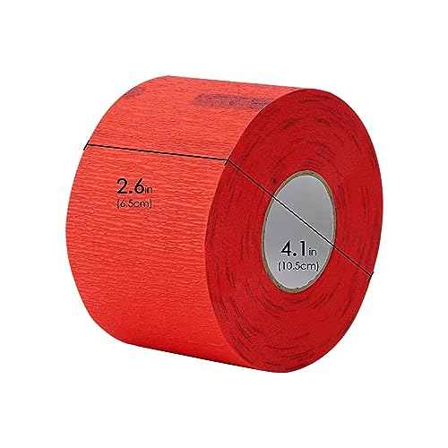 Flexible Paper Neck Strips for Salon Hair Cutting - 5 Rolls, 500 Red Disposable & Water-Resistant Self-Adhering Barber Supplies